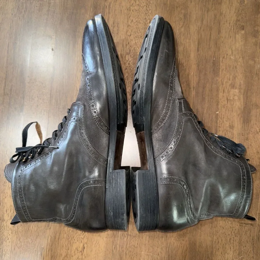 To Boot New York Wingtip Brogue Dress Boots Gunmetal Leather Suede Italy Men 13
